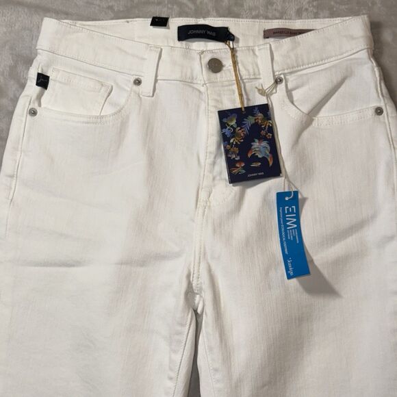 Johnny Was Marseille Baby Boot Ankle Crop Jeans White Women's Size 28 NWT - Picture 2 of 16